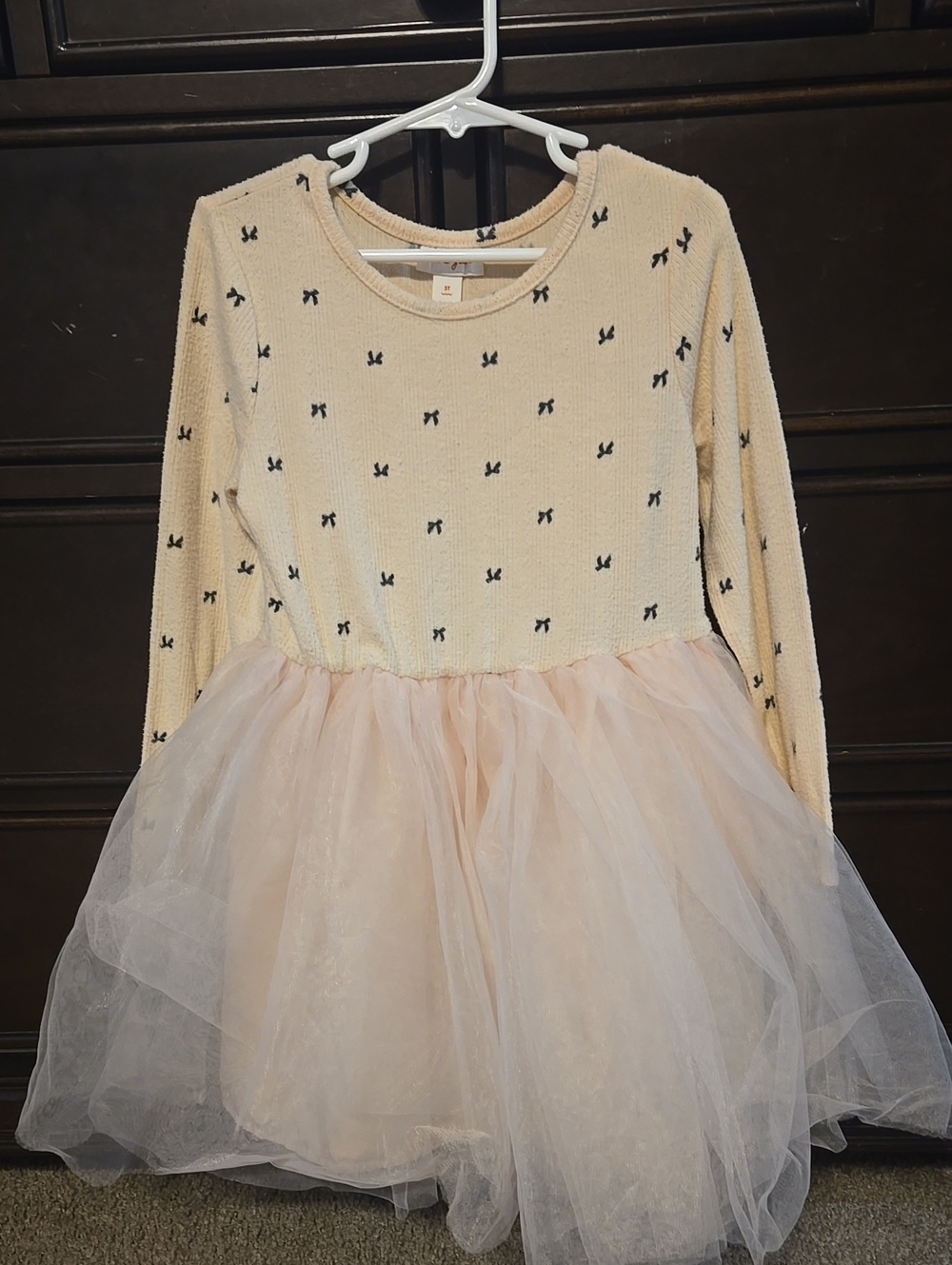5t Baby Pink Tulle Skirt Dress with Black Bows